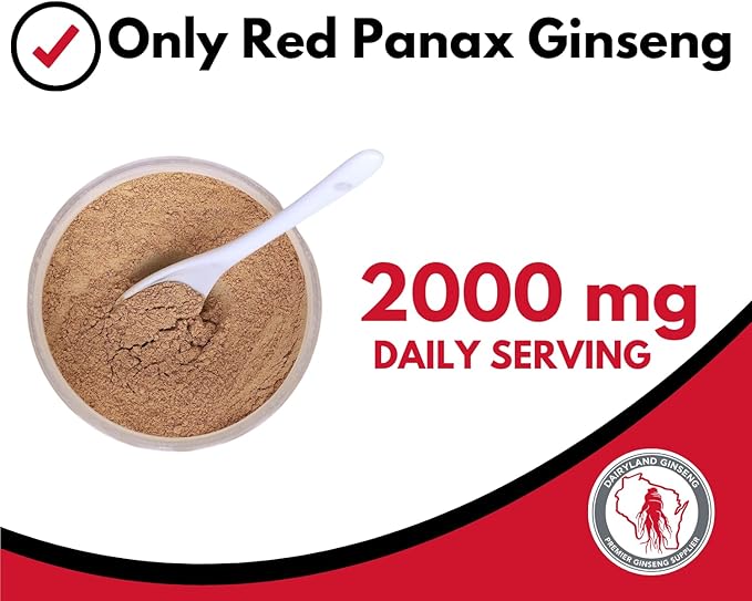 Red Panax Ginseng Powder with Natural Ginsenosides (16 oz)- Supports Healthy Energy, Vitality, Mood and More, Korean Panax Ginseng Root Powder for Smoothies, Coffee or Drinks (2 Packs)