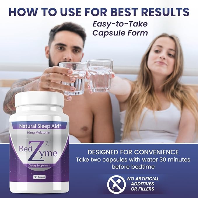 Sleep Aid Supports Natural Sleep & Relaxation – 60 Capsules Sleep Supplement to Help with Calmness & Rest – 10mg Melatonin & REM Enzyme Delivery System (Serving Size: 2 Capsules)