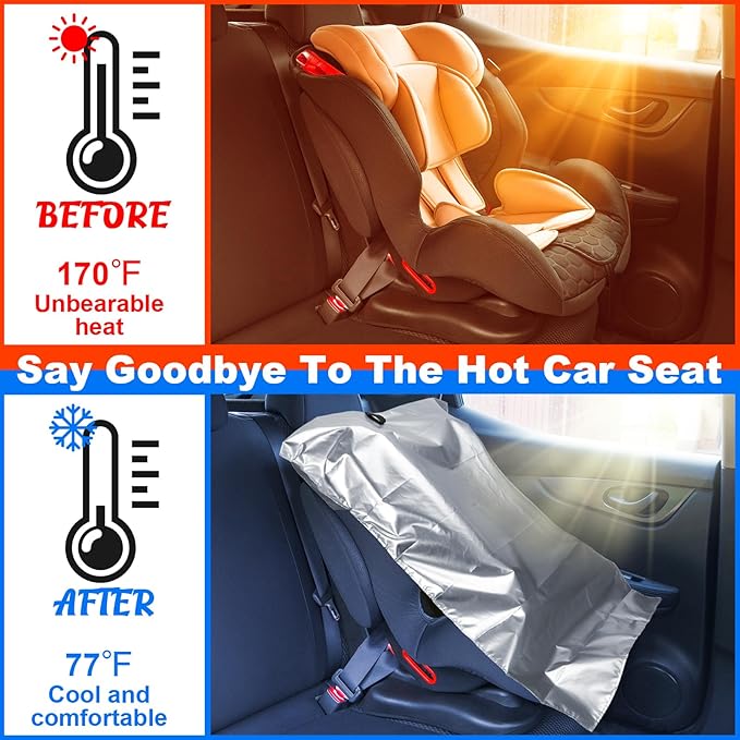 2Pcs Baby Car Seat Sun Shade Cover,Infant Car Seats Heat Protector,Baby Travel Accessories to Keep Toddler Seats at Cool Temperature,CarSeat Cooler Cover UV Protection from Heat/Sun for Babies Seat