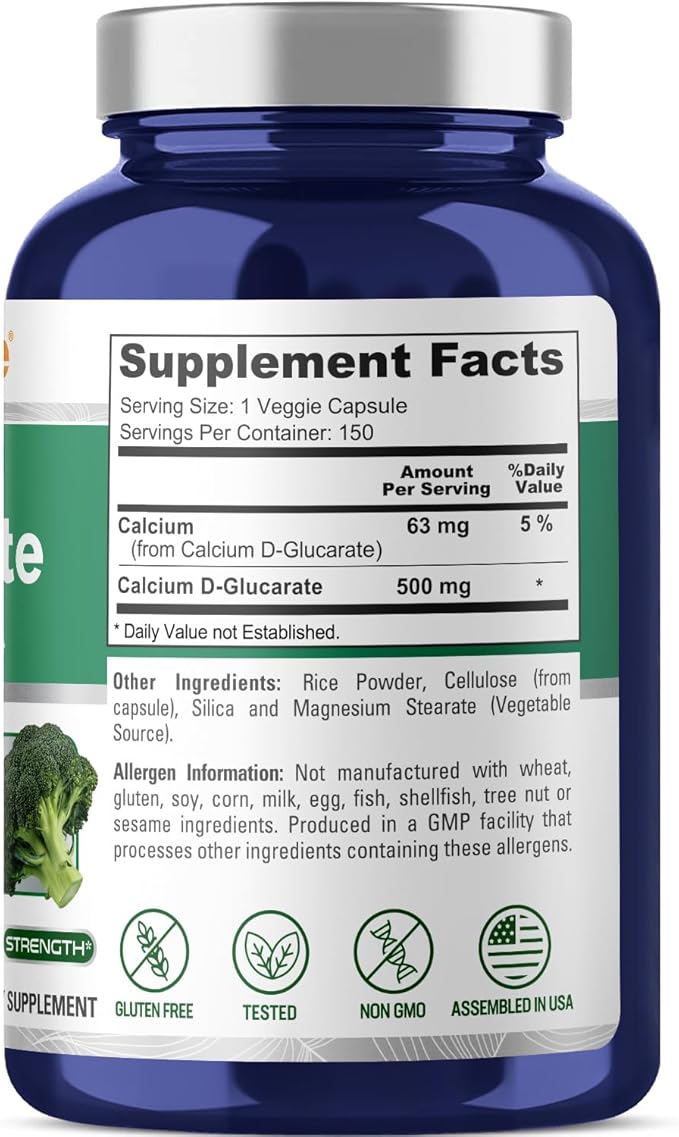 NusaPure Calcium D-Glucarate 500 mg 150 Veggie Caps, Vegan, Non-GMO, Gluten-Free