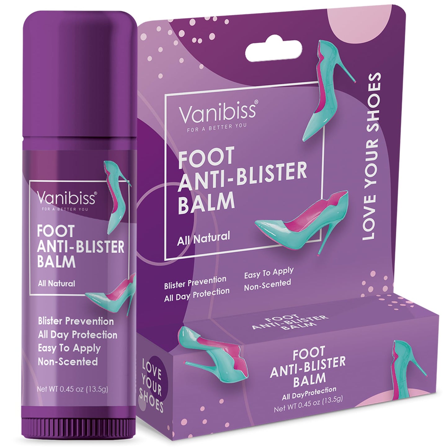 Vanibiss Foot Anti Blister Balm - Foot Blister Prevention - Anti Friction Balm Stick And Foot Chafing Relief - Heel Blister Bloc