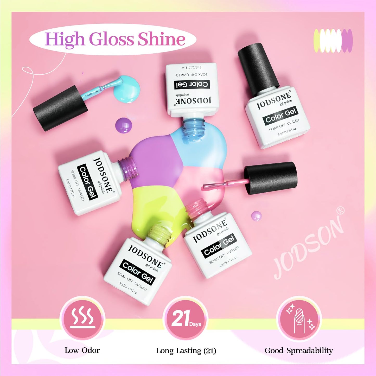 JODSONE 12 Bottles of Gel Nail Polish Set Glossy Top Coat Base Coat Gel Polish Ideal for Holiday Gift Giving