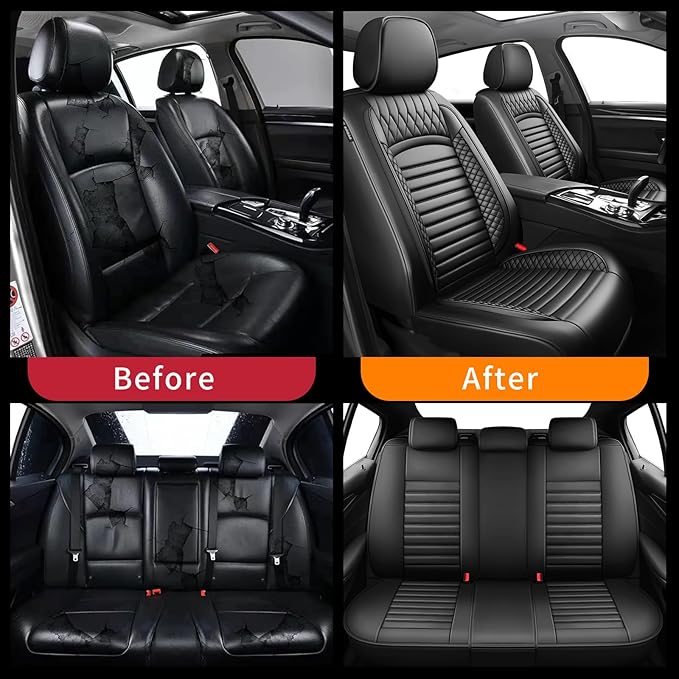 Fit Passport Car Seat Covers for Honda Passport 2019-2025 2026 - Upgraded Premium Waterproof & Breathable Leather, Airbag Compatible, All-Weather Seat Cushion Protector (Full Set, Black)