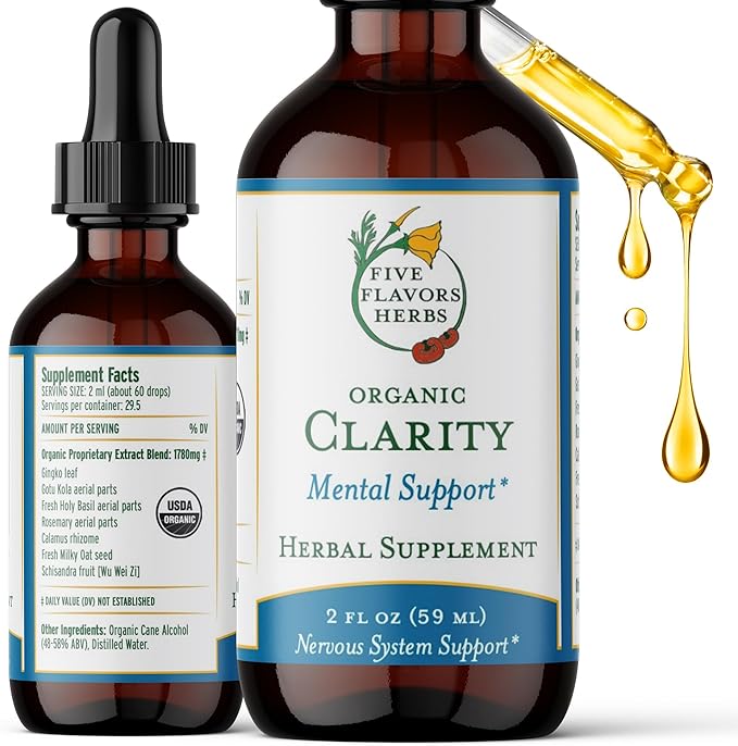 Organic Clarity Tincture -, Brain Tincture, Vascular System Support, Rosemary, Herbal Supplement - 2 Fl Oz