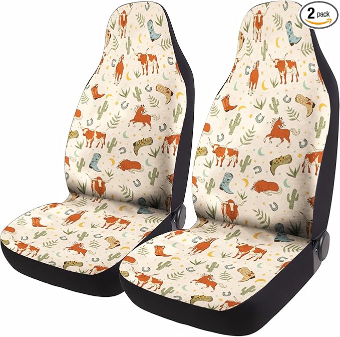 GENANY Cowgirl Car Seat Covers Set of 2, Breathable Front Seat Covers for Truck Sedan SUV, Western Car Accessories, Cowgirl Gift for Women Men