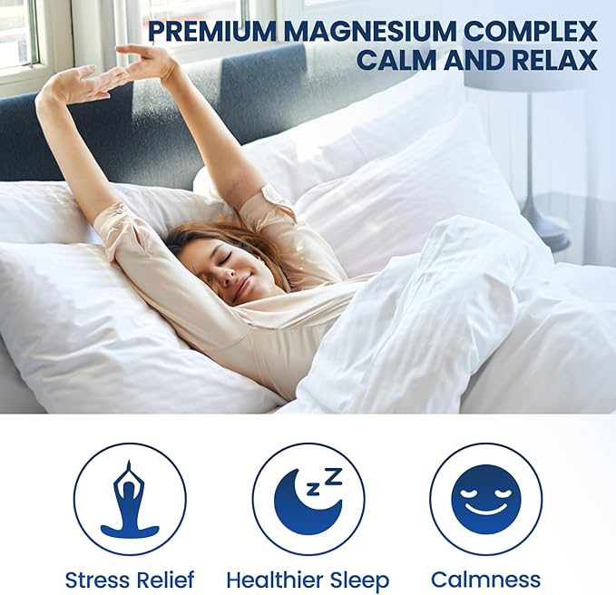 Triple Magnesium Complex Supplement-Magnesium Glycinate, Citrate, Malate Liquid Drops 500mg with Ashwagandha, L-Theanine, Vitamin B6 for Stress Relief, Sleep, Muscle Support-Strawberry Flavor