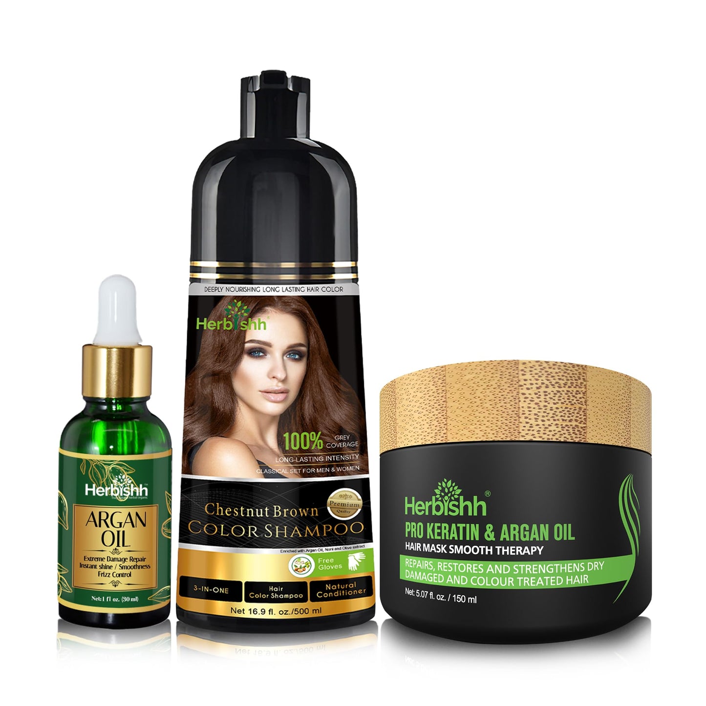 Herbishh After Color Shampoo Combo Contains Hair Color Shampoo Hair Dye 500Ml Argan Oil Pro Keratin And Argan Hair Mask For Hair