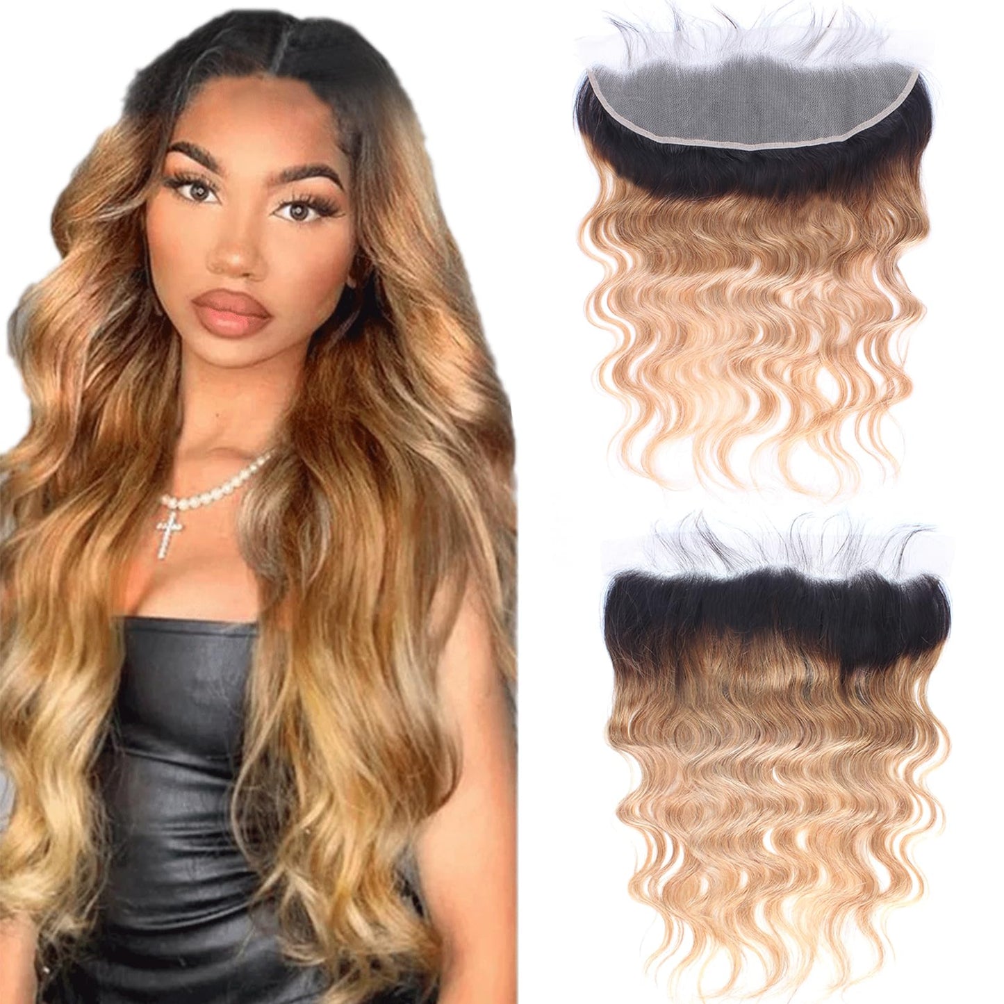 Ombre Brazilian Body Wave Lace Frontal 13X4 Ear To Ear Lace Frontal Closure 100% Unprocessed Virgin Remy Human Hair Swiss Lace F