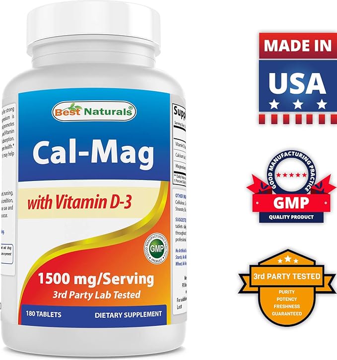 Best Naturals Calcium Magnesium with Vitamin D3 1500mg & Vitamin D3 10000 IU
