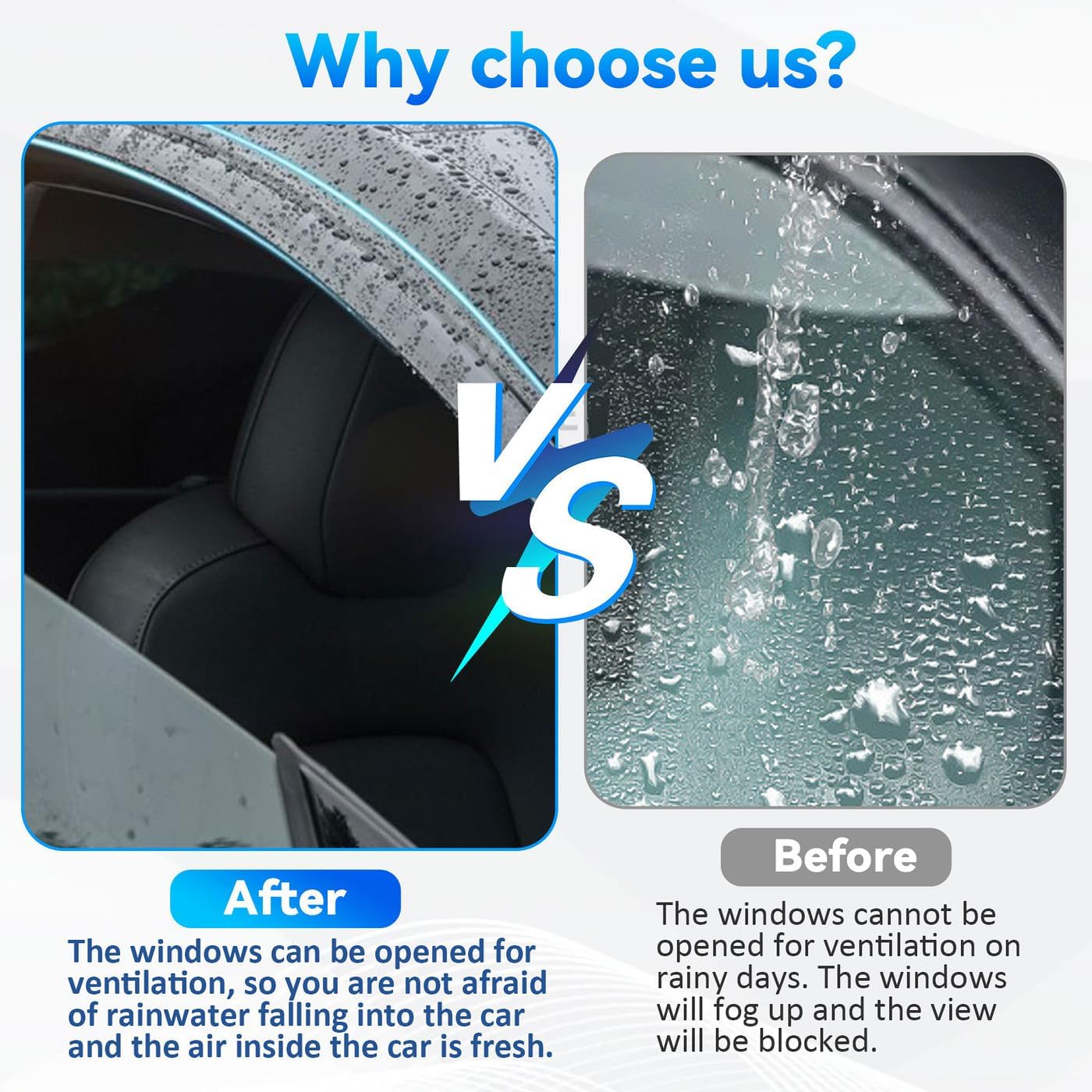 4pcs Front+Rear Smoke Tint Sun/Rain Guard Compatible with 2014-2024 Jeep Cherokee Outside Mount Tape-On Vent Window Visors