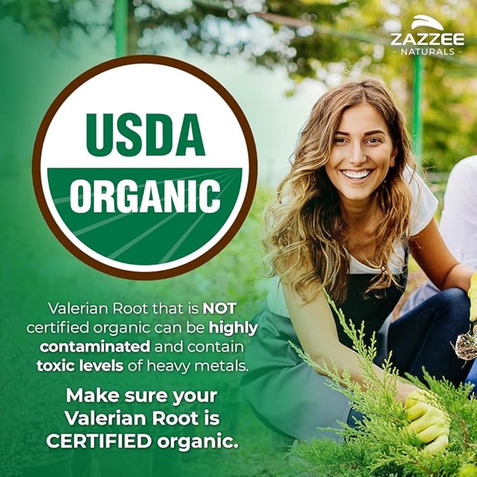 Zazzee USDA Organic Valerian Root 10:1 Extract, 3000 mg Strength, 120 Vegan Capsules, 4 Month Supply, Valeriana officinalis, 10X Potency, 100% Vegetarian, All-Natural, Non-GMO, Made in The USA