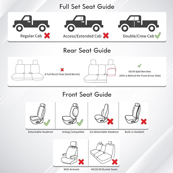 Huidasource Seat Covers Custom Fit for Toyota Tacoma 2016-2023 2022 2021, Full Coverage Leather Seat Cover for Double/Crew Cab SR, SR5, Limited, TRD Pro,TRD Sport,TRD Off-Road(Full Set/Black&White)