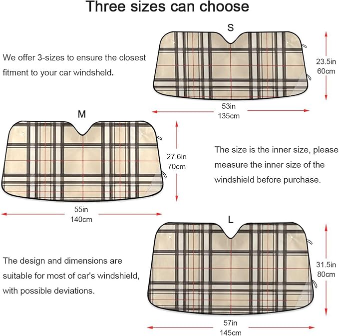 Folding Reflective Sun Shade Windshield Sun Shade Cover Parasol para Autos Colorful Plaid Texture File