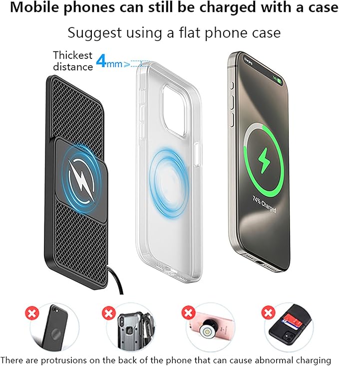 Wireless Car Charger Pad for Toyota RAV4 Hybrid (2018-2024) 5. Generation,20W Fast Wireless Phone Charger Cell Phone Cordless Charging mat,Non-Slip Phone Charging,30cm Cable USB