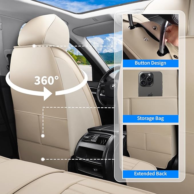 Front Seat Covers Fit for Toyota Corolla Cross 2021-2026, Car Seat Covers Front Seats, Breathable Faux Leather Automotive Seat Covers Front Pair Anti-Slip Seat Cover(Beige, Front)