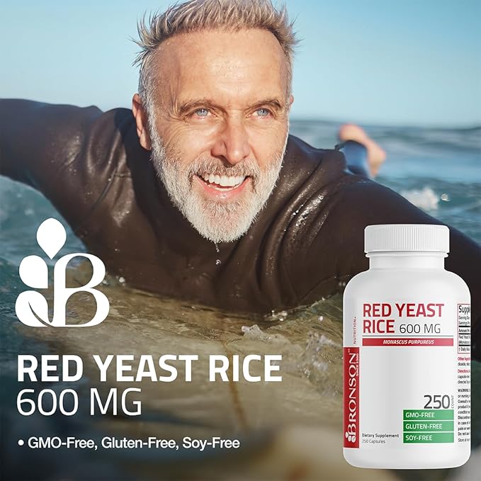 Bronson Red Yeast Rice 600 MG Monascus Purpureus Herbal Health, Non-GMO, 120 Capsules
