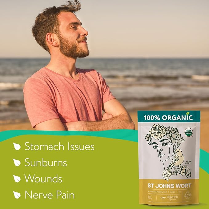Super Value Pack 5 LB - Organic St Johns Wort Tea - Saint Johns Wart - Stress Relief - Nervous System Support