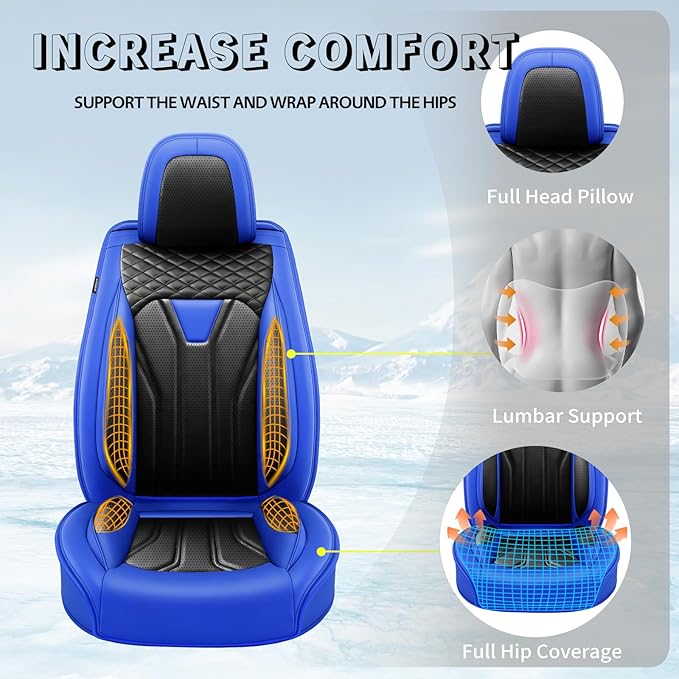 Fit HRV Car Seat Covers Compatible with Honda HRV 2016-2025 2026, Premium Leather Breathable, Wear Resistant, Airbag Compatible, All-Weather Protection & Full Coverage, Full Set Blue&Black