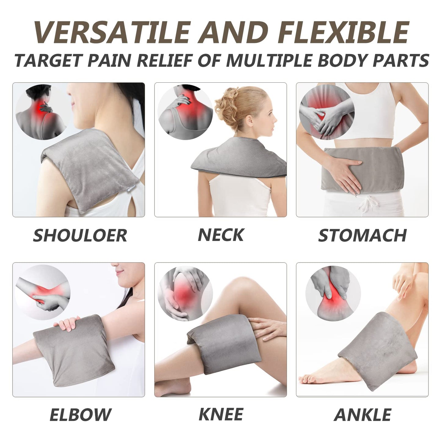 Heating pad Microwavable with Washable Cover 6 * 12" Microwave Moist Heat Pad for Neck Shoulder, Cramps, Back Pain Relief, Warm Compress Rice Bean Bag Hot Pack for Muscles, Joints, Lavender