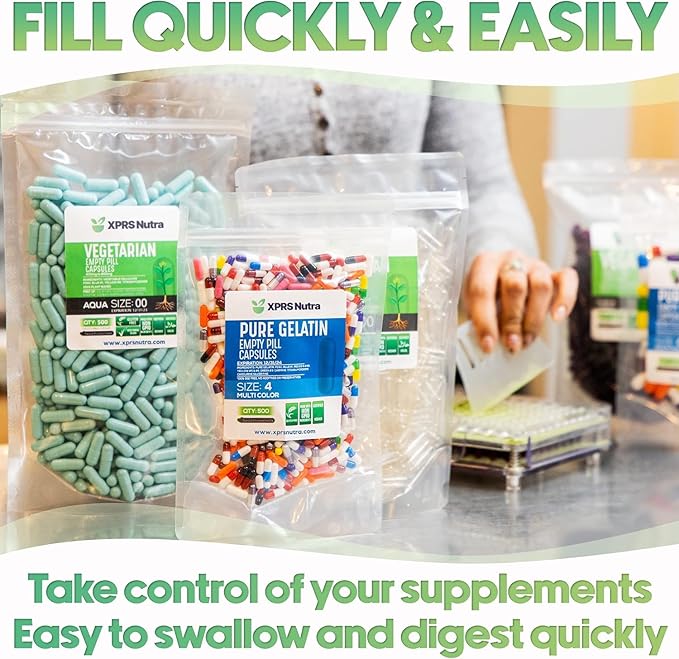 XPRS Nutra Size 1 Empty Capsules - 1000 Count Empty Gelatin Capsules - Pill DIY Capsule Filling - Pure Bovine Pill Gel Caps for Do-It-Yourself Supplements (Orange)