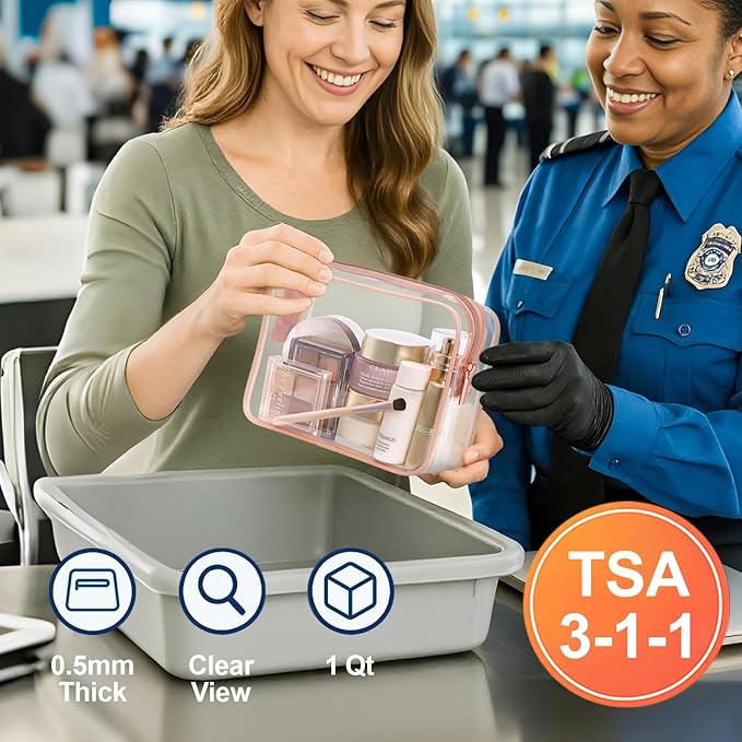 PACKISM TSA Approved Toiletry Bag - Beige Bohemian Print Clear Cosmetic Bag, Suitable for Gifts, with Supporting Frame, Perfect for Travel Essentials, Thick No Smell