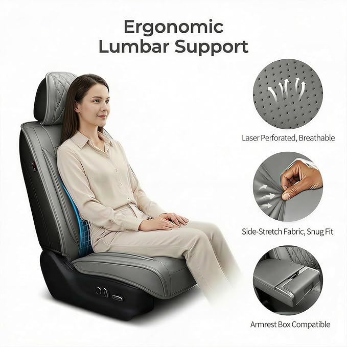 Fit TLX Car Seat Covers for Acura TLX 2014-2025 2026 - Premium Leather, Waterproof, All-Weather, Airbag Compatible, Anti-Slip, Breathable, Easy Install, Seat Protectors, Full Set, Gray
