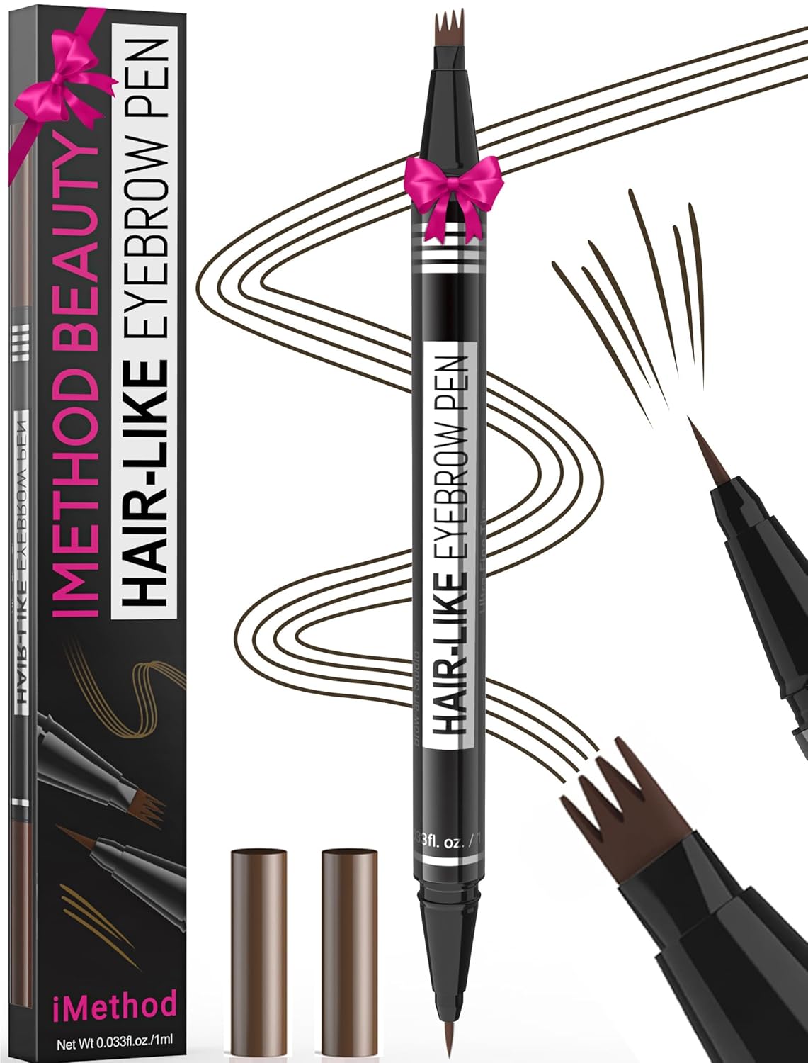 iMethod Microblading Eyebrow Pen | 2-in-1 Dual-Ended Pencil for Women – Black