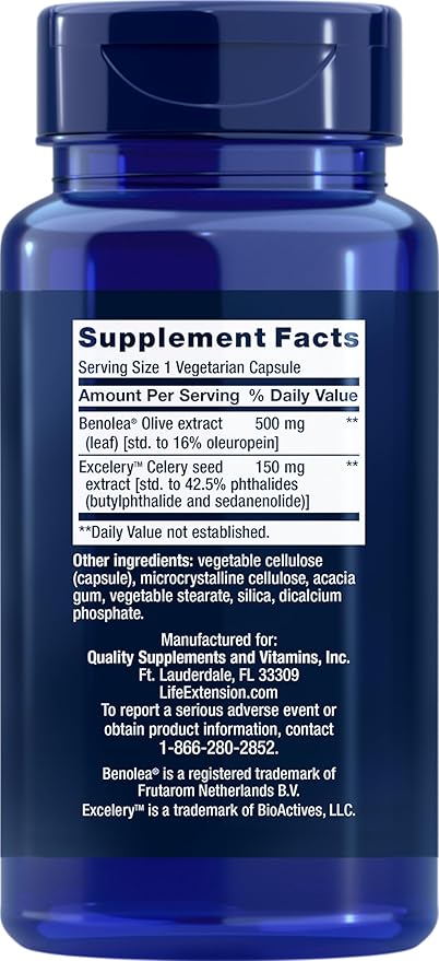 Life Extension Advanced Olive Leaf Vascular Support, 60 Vegetarian Capsules (Pack of 2)