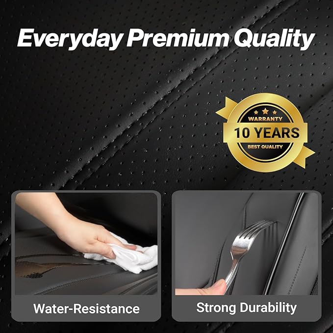 Coverland Custom Fit Car Seat Covers for SUV Compatible with [2024-2026 GMC Hummer EV SUV] Premium Car Seat Cover Water Resistant Leather Non-Slip Interior Protector [Full Set Black - Size Chart X60]