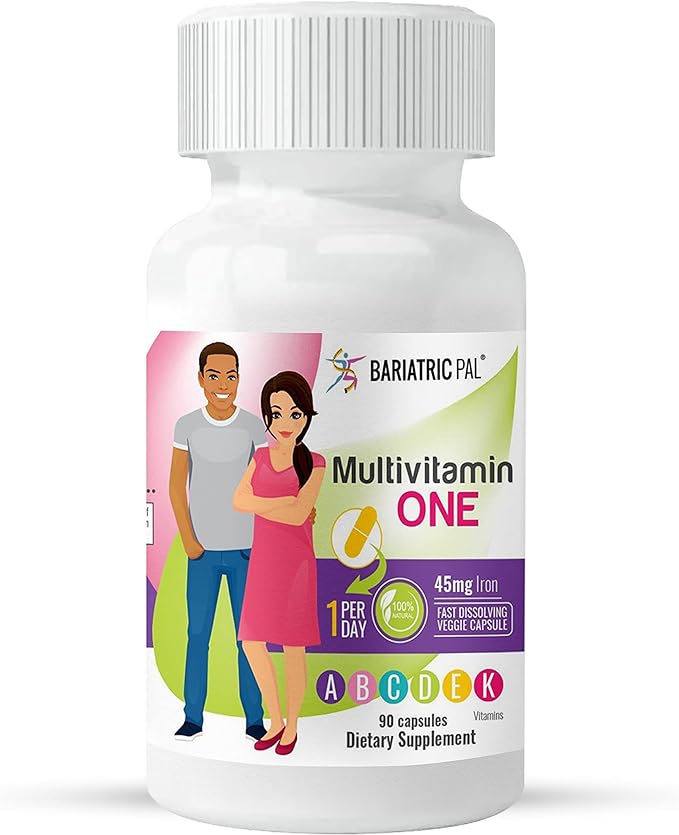 BariatricPal 90-Day Bariatric Vitamin Bundle (Multivitamin ONE 1 per Day! Capsule with 45mg Iron and Calcium Citrate Soft Chews 500mg with Probiotics - Orange Creamsicle)