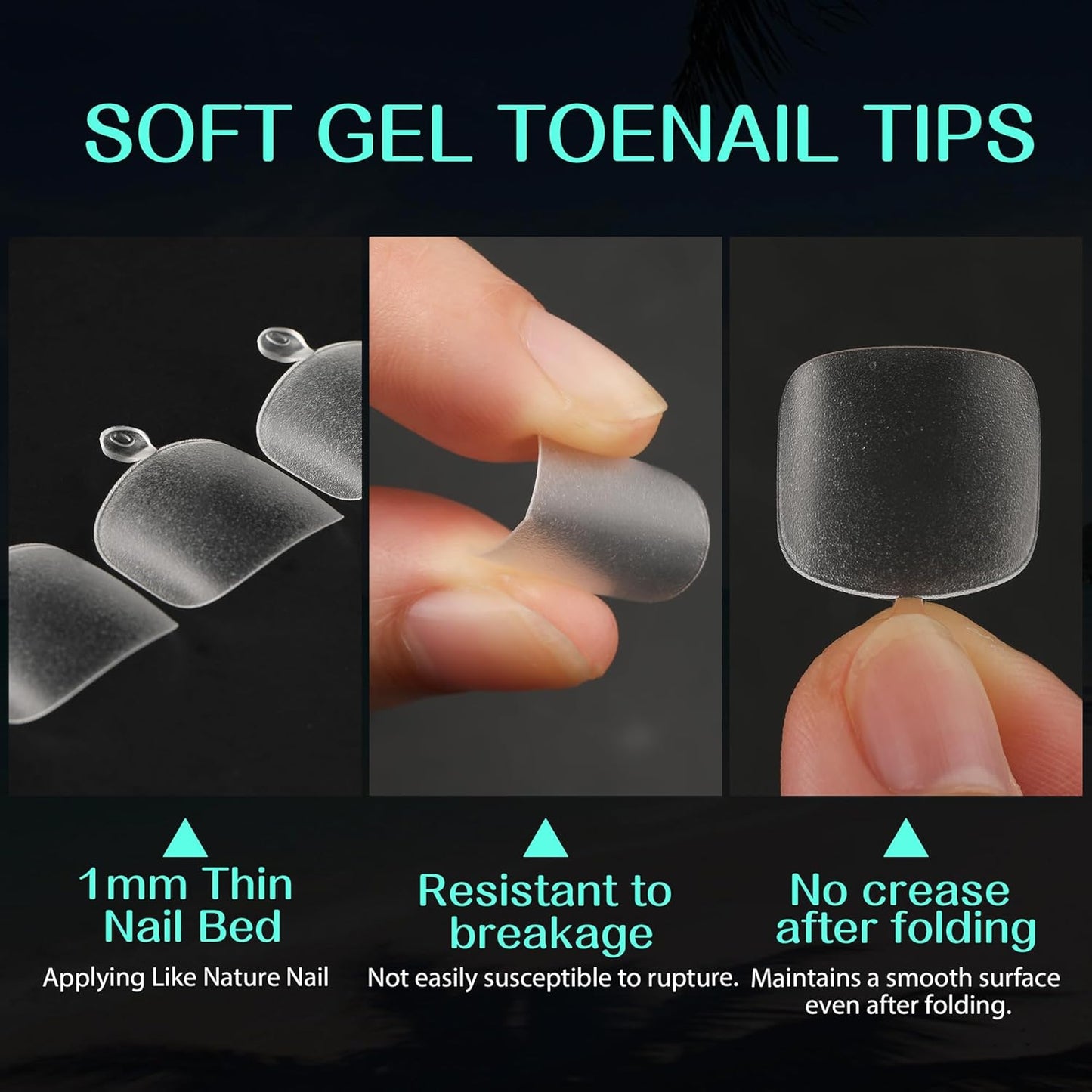 UNA GELLA Square Toe Nail Tips | 504 Pcs Soft Gel Full Cover | DIY Pedicure