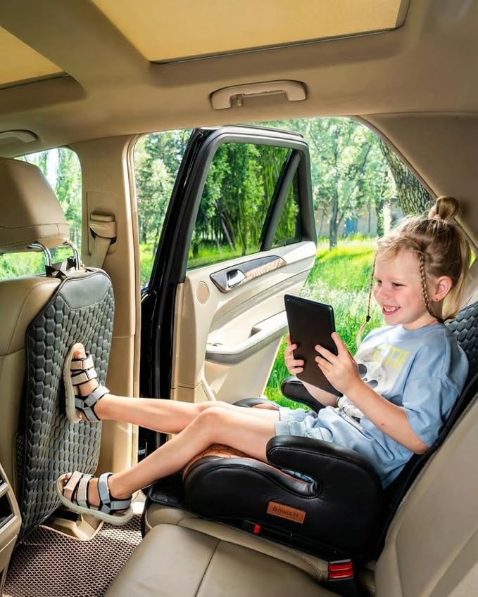 Owleys Set Seat Back Organizer & Car Seat Protector Hexy Waterproof & Non-Slip Protector for Child Car Cushion for Leather and Fabric Seats (Black)