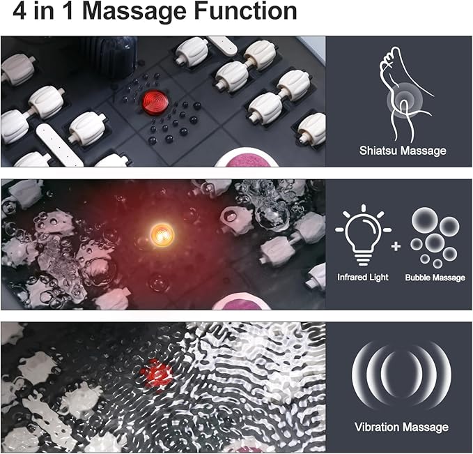 drizo Foot Spa Bath Massager with Heat, Vibration, Temp Control, Bubbles, Epsom Salt and Red Light,Foot Soaker with 22 Massage Rollers, Bath Massager for Relax,Gray
