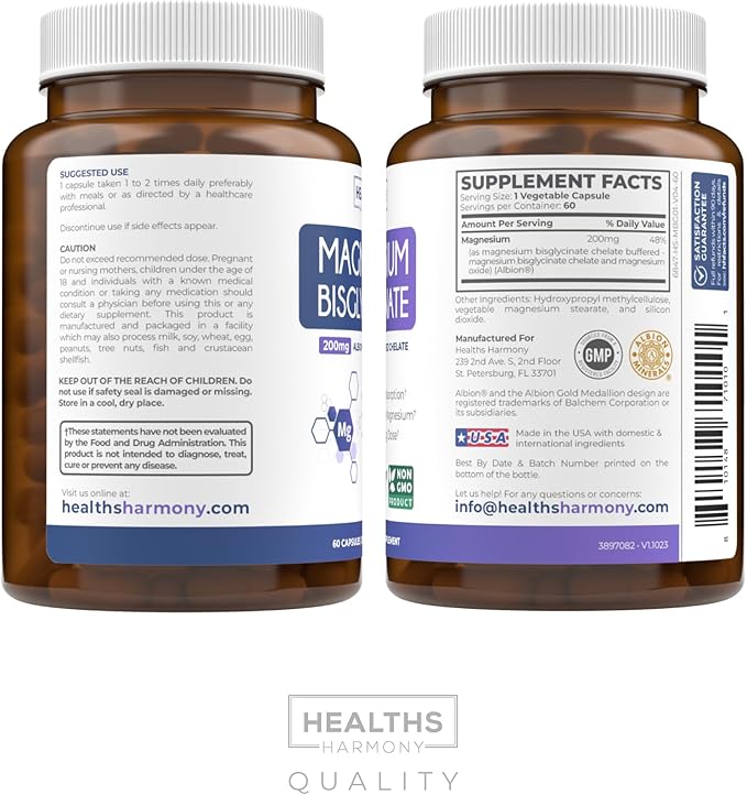 High Absorption Magnesium Bisglycinate Capsules - Clinically Validated Buffered and Chelated Magnesium Supplement - 1 Daily Vegan Capsule with Lab Verified Gentle Magnesium 200mg (2 Month Supply)