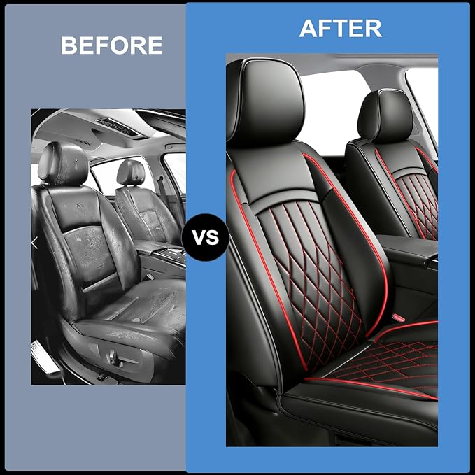 Fit for Accent Seat Covers Compatible with Hyundai Accent 2017-2026 - Waterproof Breathable Leather Automotive Seat Cushions Protector,Airbag Compatible,Full Set 5 Seats(Redline)