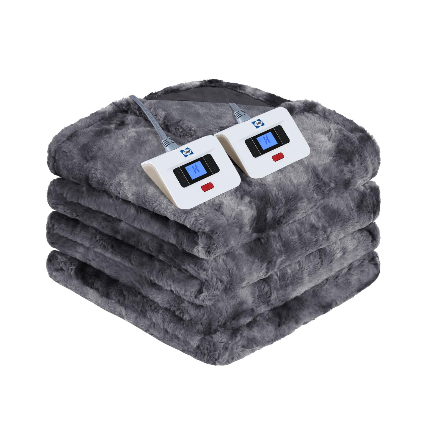 Sealy Electric Blanket Heated Throw, Faux Fur Heating Blanket with 6 Heat Settings & 2-10 Hours Auto Shut Off, Fast Heating & ETL Certification, 50x60 Inch, Grey