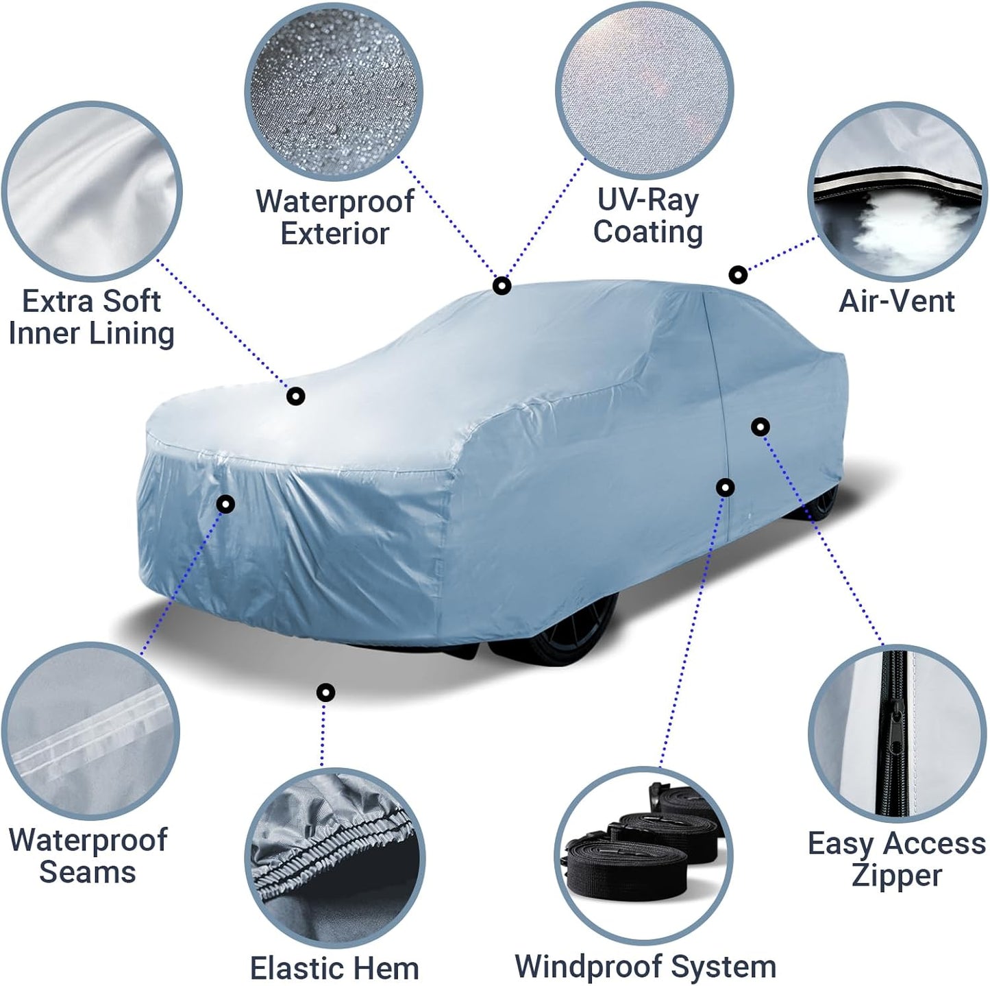 iCarCover Premium Car Cover for 1978-1981 Pontiac Lemans 2-Door, 4-Door Heavy Duty Waterproof All-Weather Automobiles Custom Fit Indoor Outdoor UV Snow Protection Covers with Straps and Bag