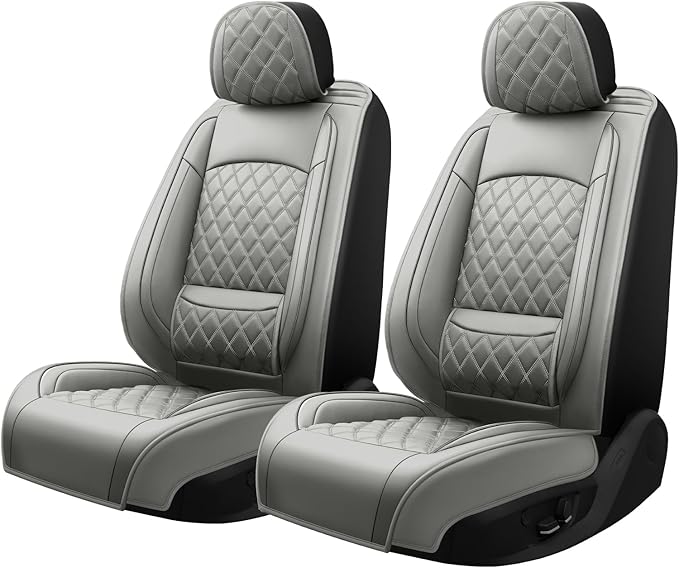 Fit for Santa Cruz Seat Covers Compatible with Hyundai Santa Cruz 2022-2026 - Waterproof Breathable Leather Automotive Seat Cushions Protector,Airbag Compatible,Only 2 Front seat Covers(Gray)