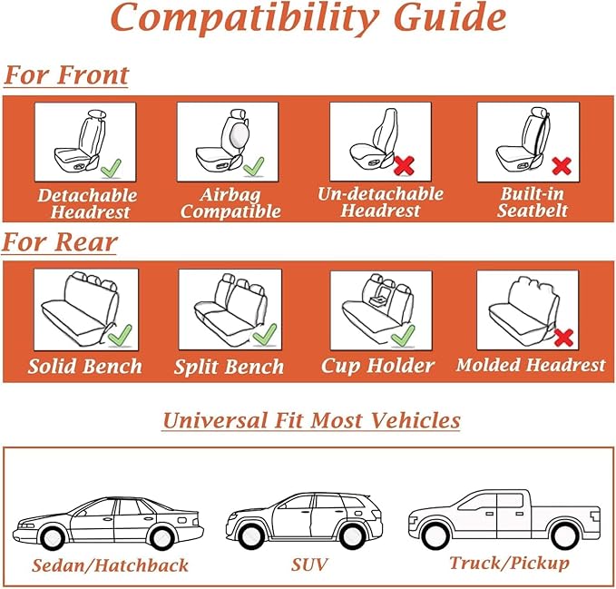 Coverado Front Seat Covers, Car Seat Covers Front Seats, Nappa Leather Seat Covers for Cars, Waterproof Seat Covers with Lumbar Support Universal Fit for Most Cars SUV Trucks (Front, Brown-Black)