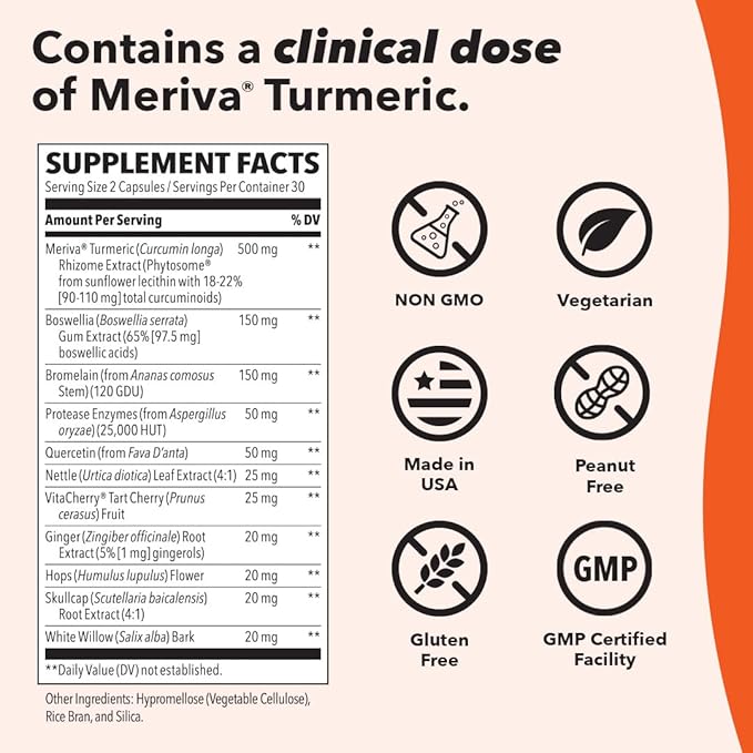 LifeSeasons Inflamma-X - Inflammation Support Supplement - Turmeric Boswellia & Bromelain - Soothes Aches & Chronic Discomfort - Reduces Swelling & Inflammatory Compounds - 120 Capsules