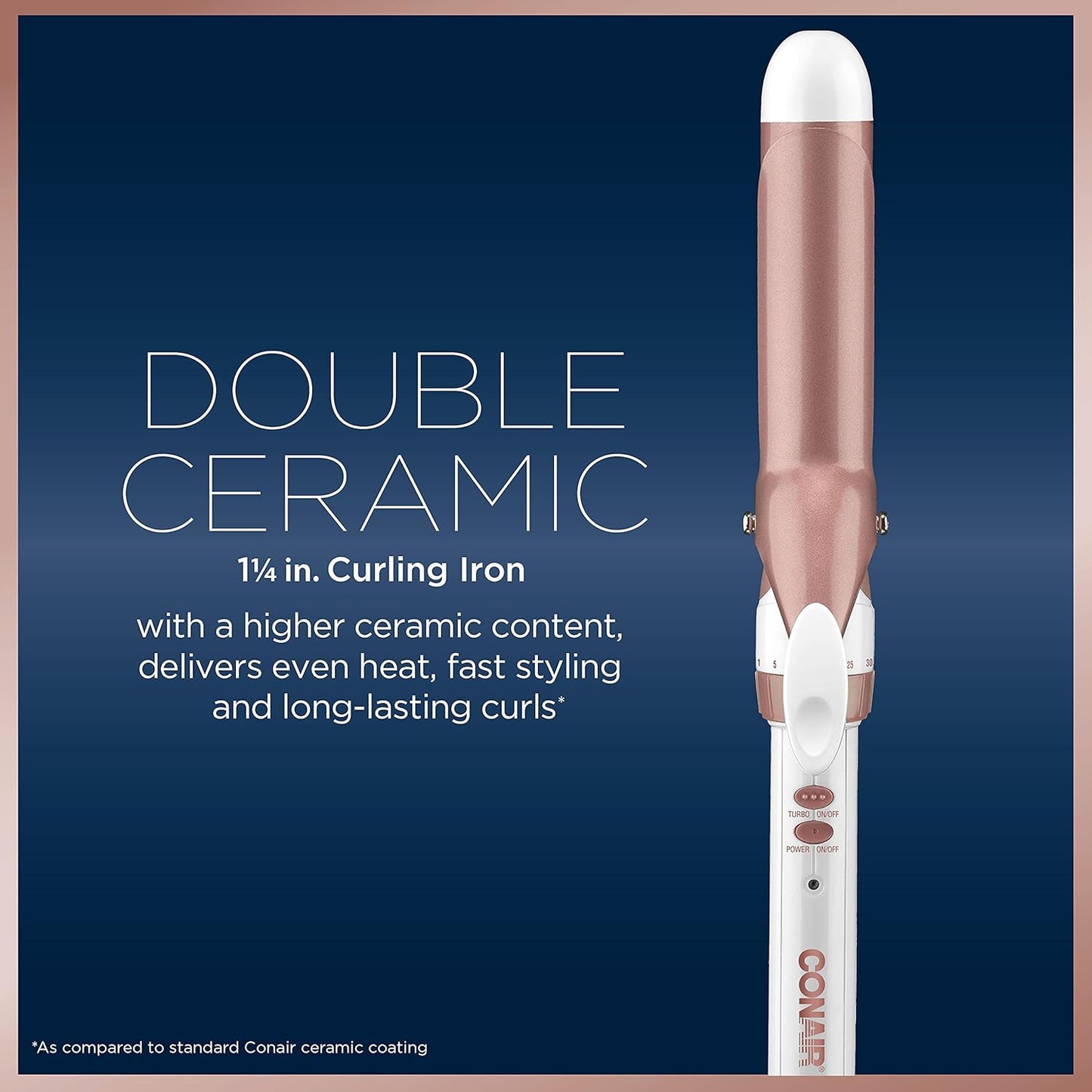 Conair Double Ceramic 1-Inch Curling Iron | Classic Curls | White/Rose Gold
