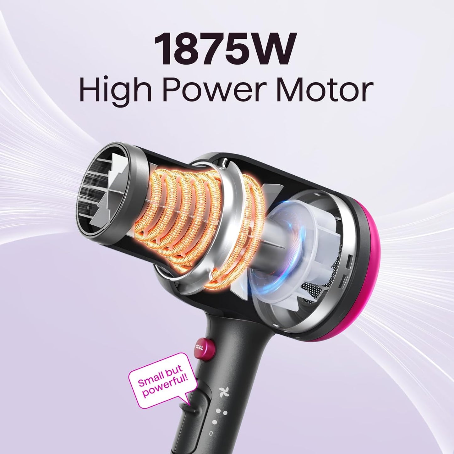 Wavytalk 1875W Ionic Hair Dryer | Diffuser & Comb for Curly Hair | Black
