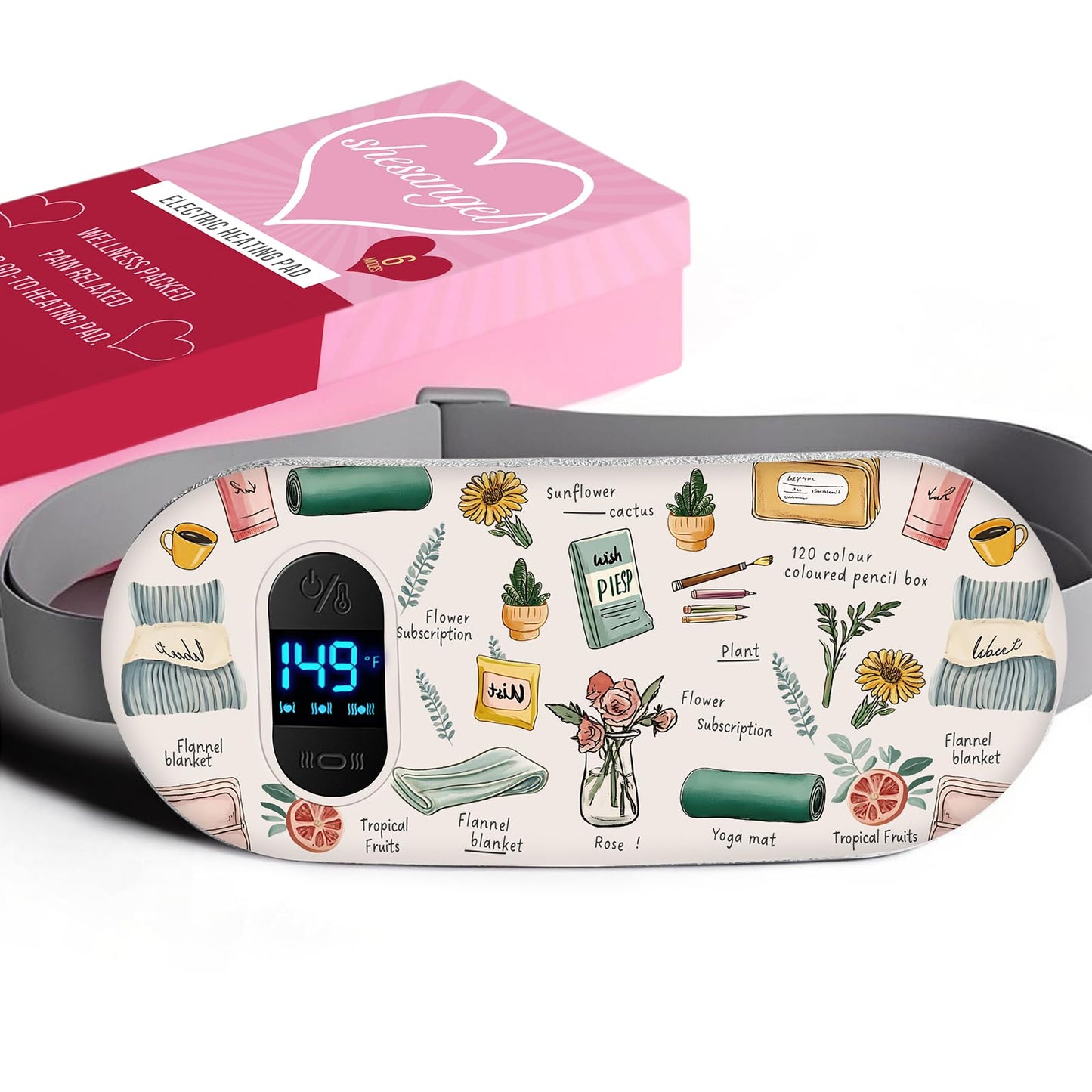Portable Heating Pad for Period Cramps: Cordless Menstrual Heating Pad with 6 Heat Levels and 6 Massage Modes, 3s Fast Heating Gift for Women and Girl(Pink)
