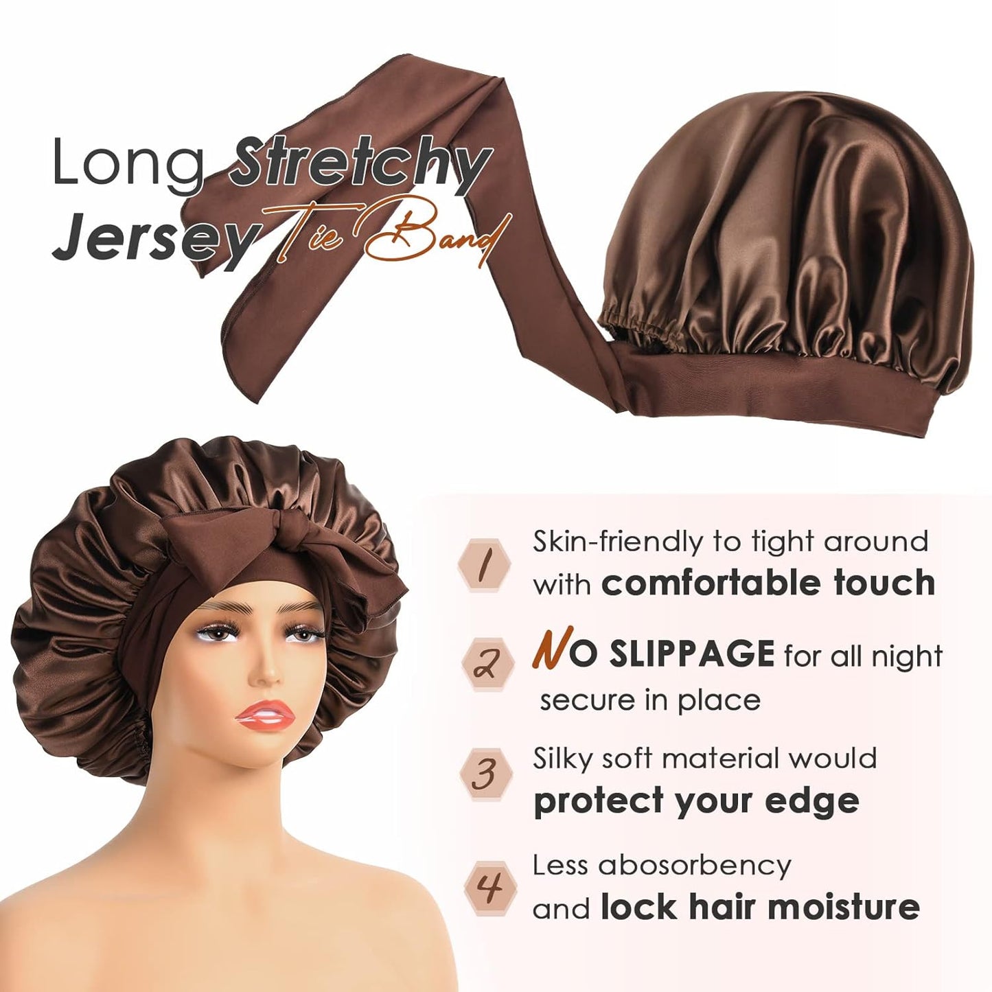 Silk Sleeping Bonnet for Women | Double Layer Satin Lined | Burgundy