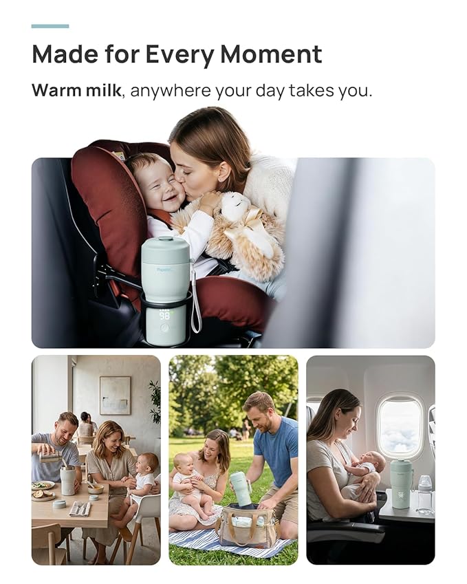Papablic Pro Portable Bottle Warmer for Travel, Fast 2X Heating, Built-in Sterilizer, 5 Temp Settings, Water & Baby Milk & Formula Warmer on the Go, Smart Keep Warm, Lilac Purple