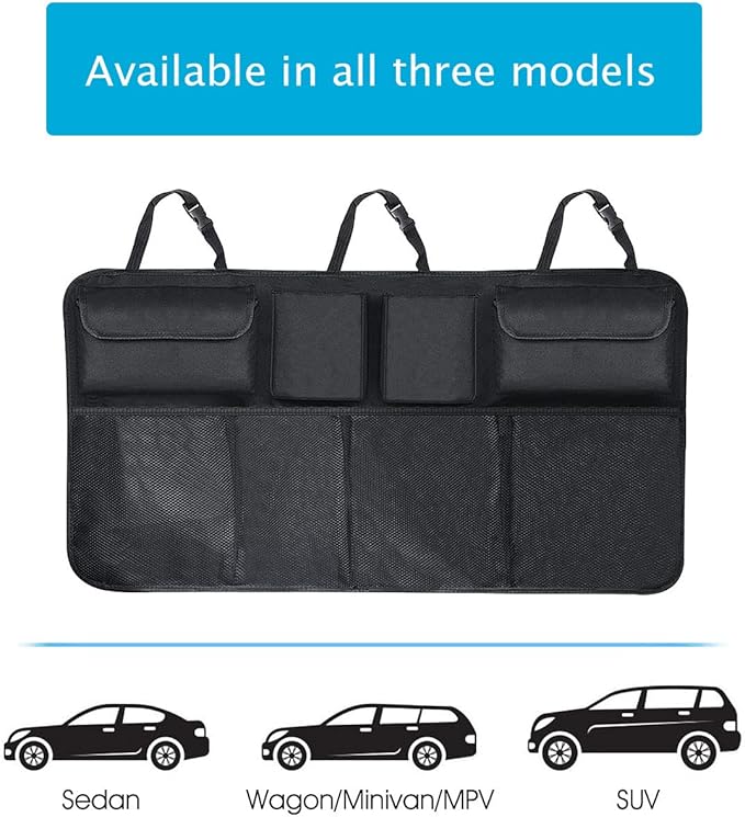 Tianle Car Trunk Organizer and Storage, Backseat Hanging Organizer for SUV, Truck, MPV, Waterproof, Collapsible Cargo Storage Bag with 4 Pockets, Car Interior Accessories (B Middium)