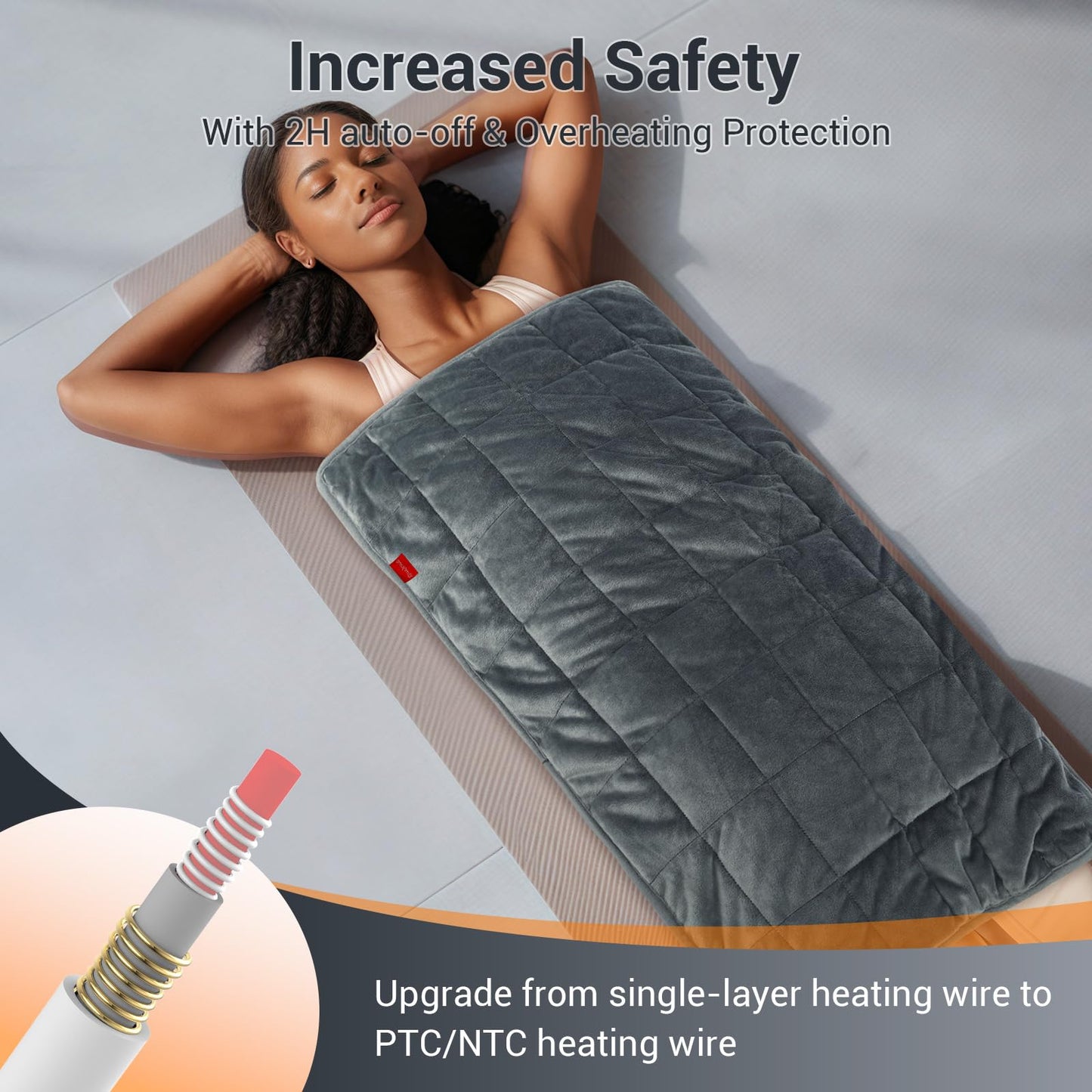 Comfytemp Weighted Heating Pad 17"×33" for Back & Cramps, Extra Large Electric Heat Pad, Birthday Days Gifts for Mom Women Men Dad, Full Body Heated Pad, Deeper Muscle & Pain Relief