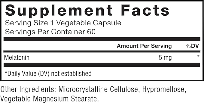 Force Factor Melatonin 5mg, Drug-Free Supplement, Vegan, Non-GMO, 60 Vegetable Capsules (Pack of 2)