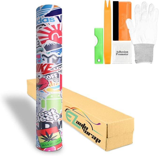 Free Tool Kit EZAUTOWRAP ES Bomber Hellaflush Anime Cartoon Car Vinyl Wrap Sticker Decal Air Release - 60"X108" (5FT X 9FT)