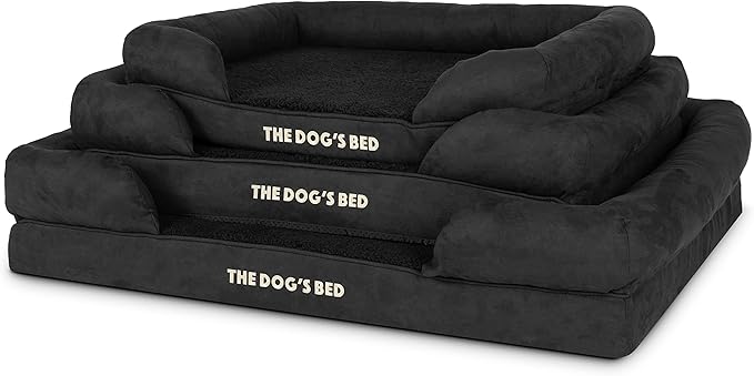 The Dog’s Bed, Medium Black Faux PL 30x23.5, Memory Foam, Pain Relief: Arthritis, Hip & Elbow Dysplasia, Post Surgery, Lameness, Supportive, Calming, Washable Cover, Veterinary Approved